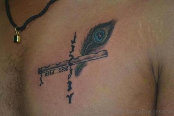 Flute Tattoo on Chest