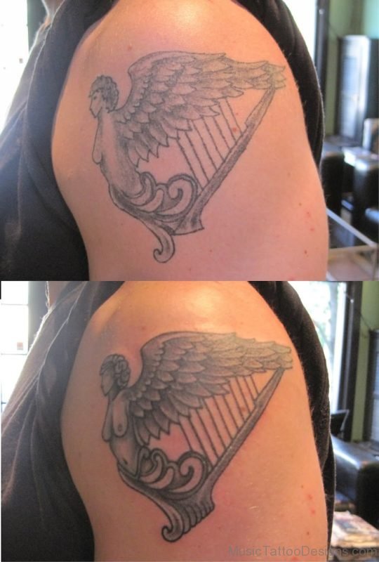 Flying Angel Harp Tattoo