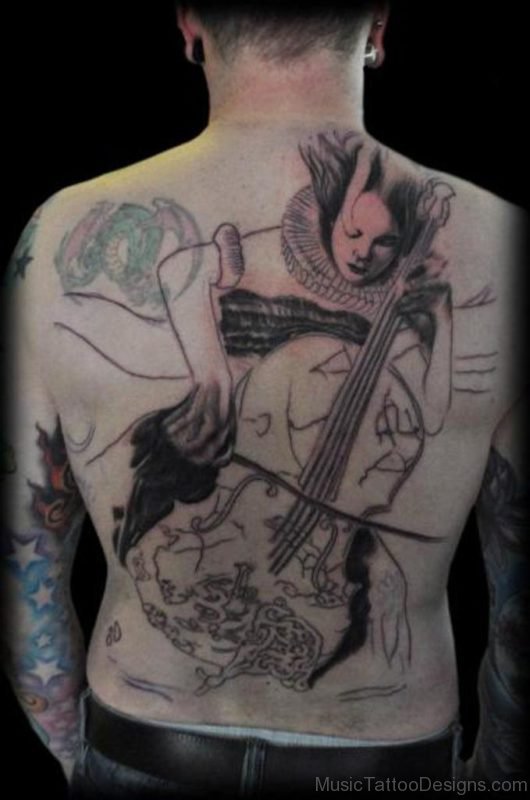 Funky Cello Tattoo Design