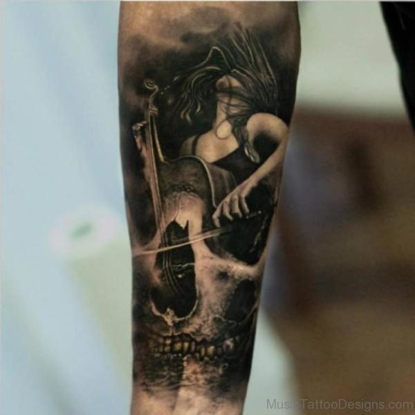 Girl Playing Cello Tattoo