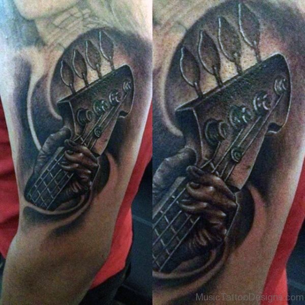 Guitar Music Mens Tattoo On Arm