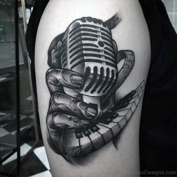 Hands Clutching Microphone Tattoo