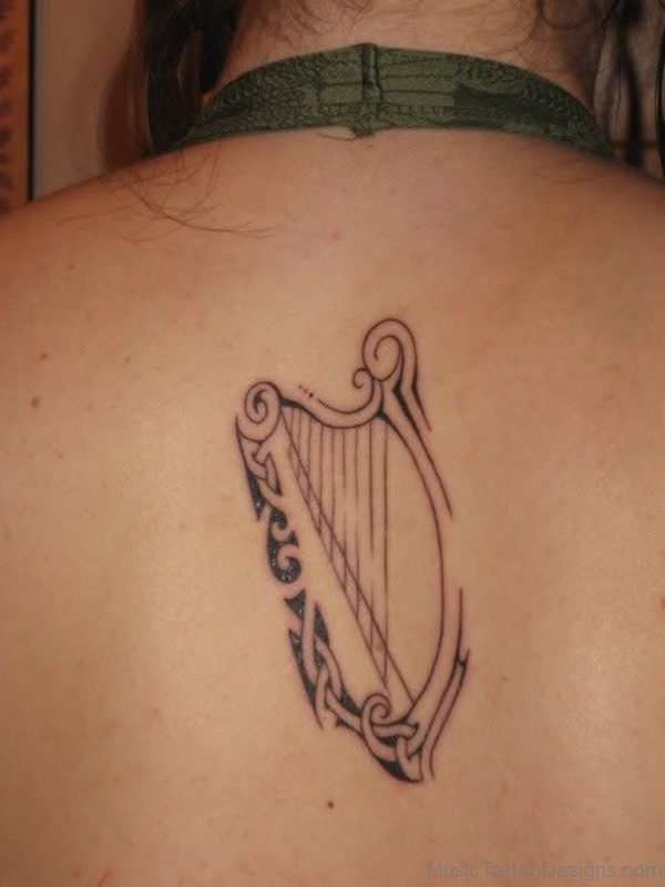 Harp Tattoo Design On Back