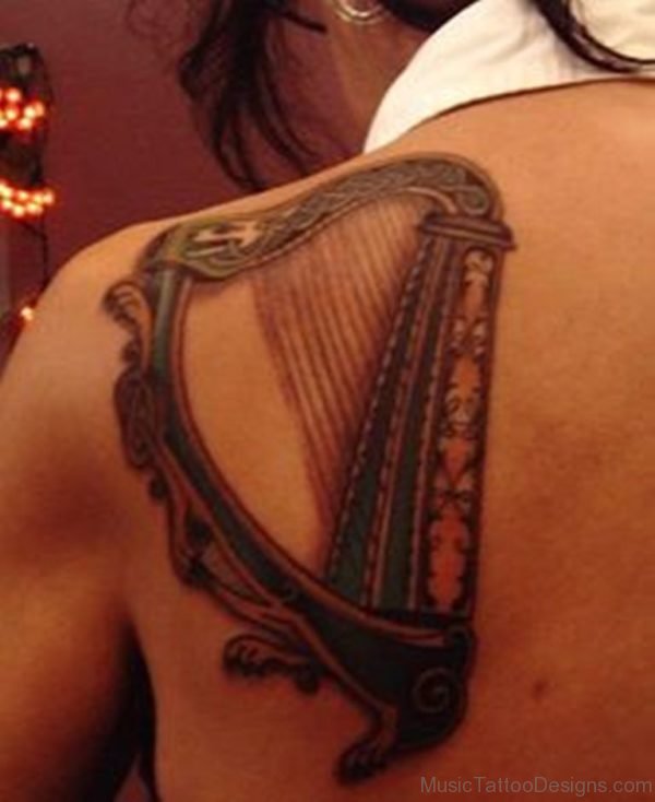 Harp Tattoo On Back