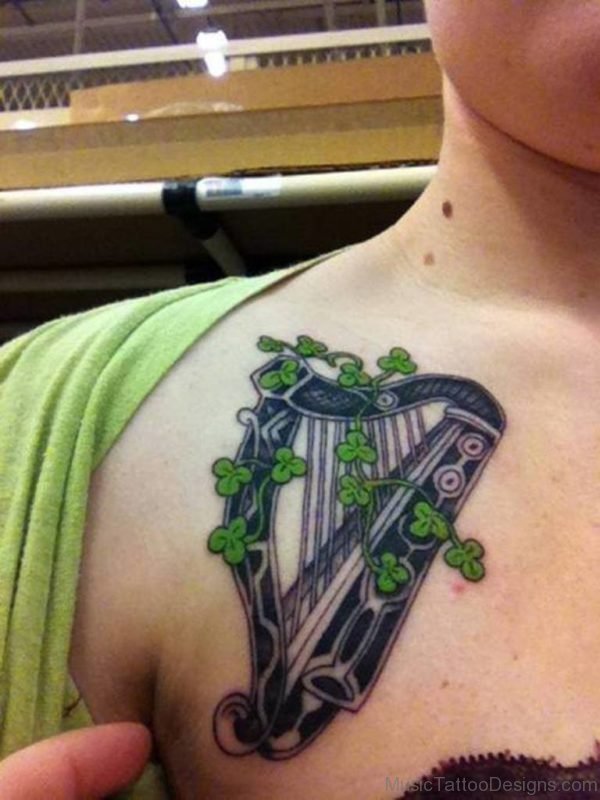 Harp Tattoo On Chest