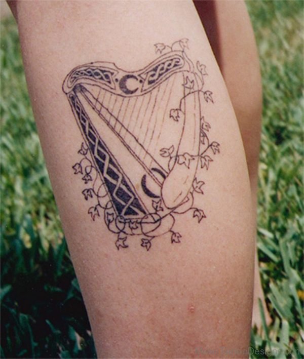 Harp Tattoo On Leg