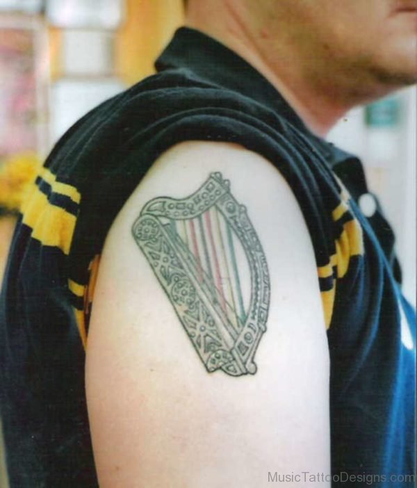Harp Tattoo On shoulder