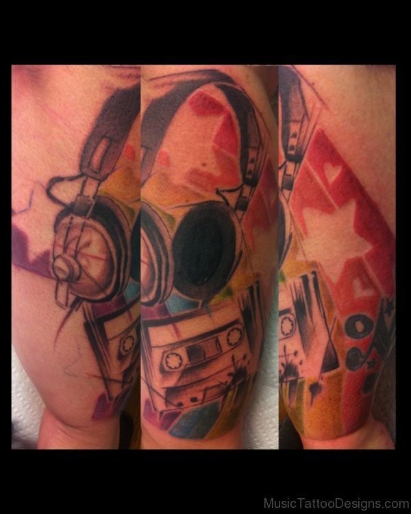 Head Phones and Cassette Tattoo