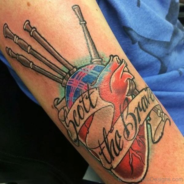 Heart And Bagpipes Tattoo Image