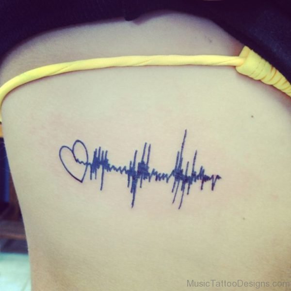 Heart And Music Wave Tattoo