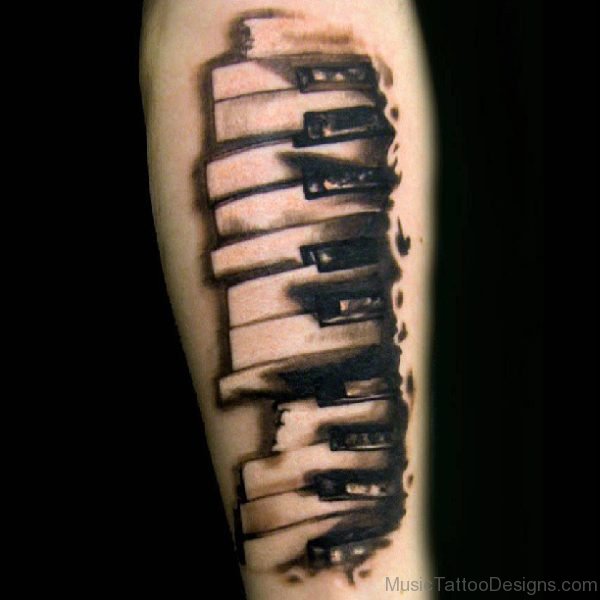 Impressive Piano Keys Tattoo On Forearm