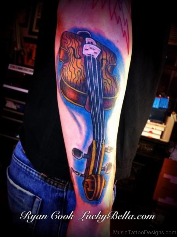 Impressive Violin Tattoo Design