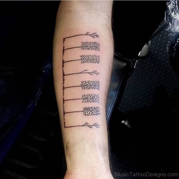 Latest Piano Keys Tattoo On Forearm