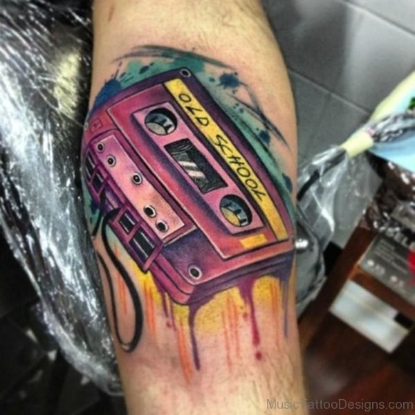 Lovely Cassette Tattoo On Arm