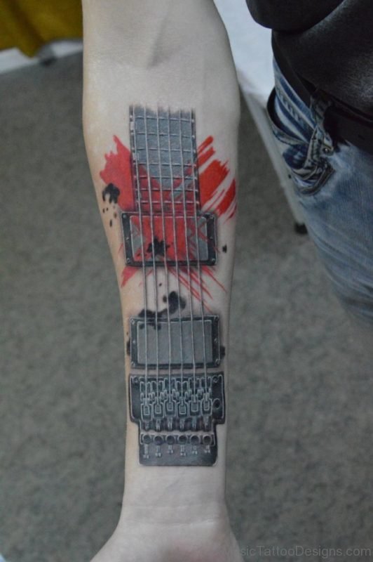 Lovely Guitar Tattoo Design