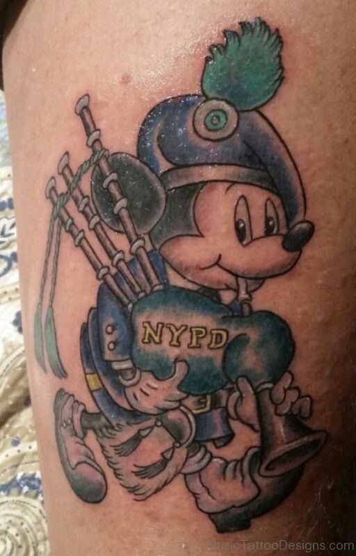 Mickey Mouse Bagpipes Tattoo