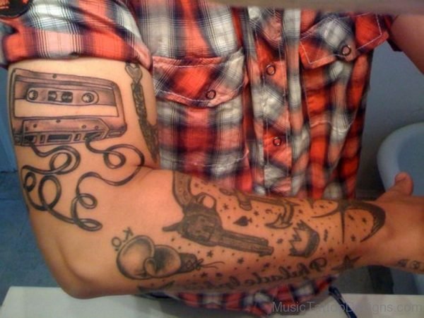 Mind Blowing Cassette Tattoo On Arm