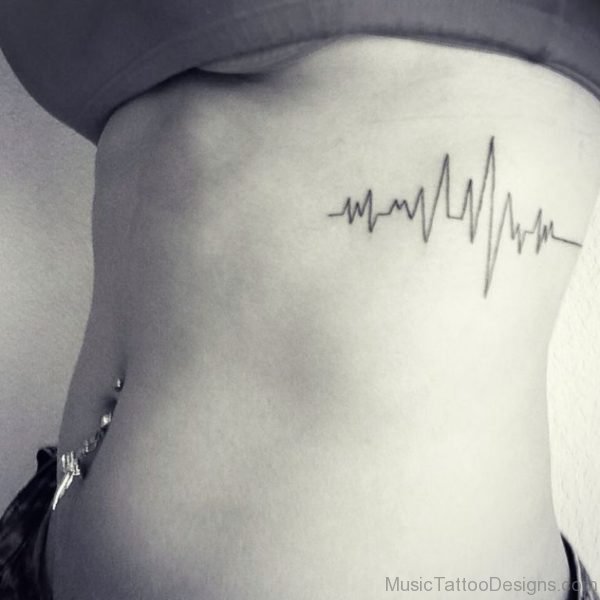 Music Wave Tattoo On Rib
