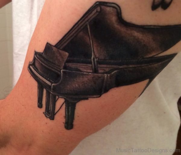 Nice Black Grand Piano Tattoo