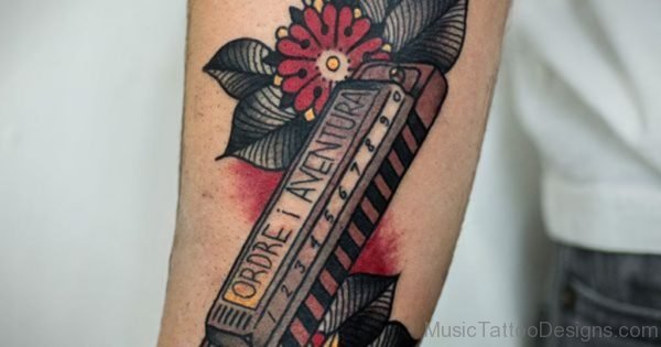 Nice Harmonica Tattoo Image
