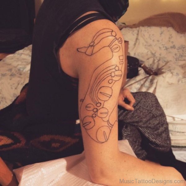 Outline Saxophone Tattoo