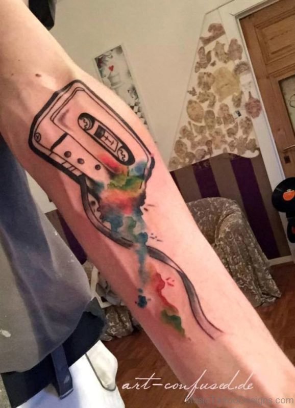 Outstanding Cassette Tattoo On Arm