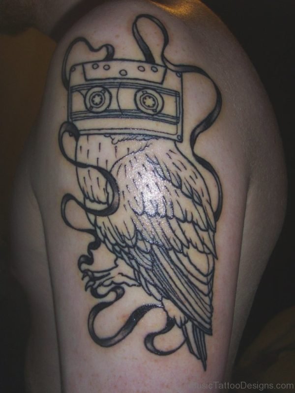 Owl And Cassette Tattoo