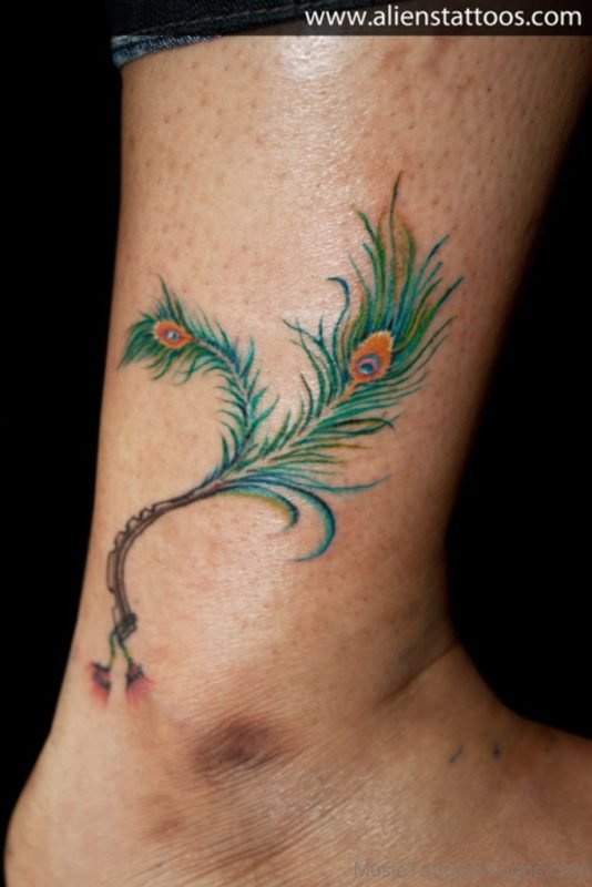Peacock Feather with Flute Tattoo
