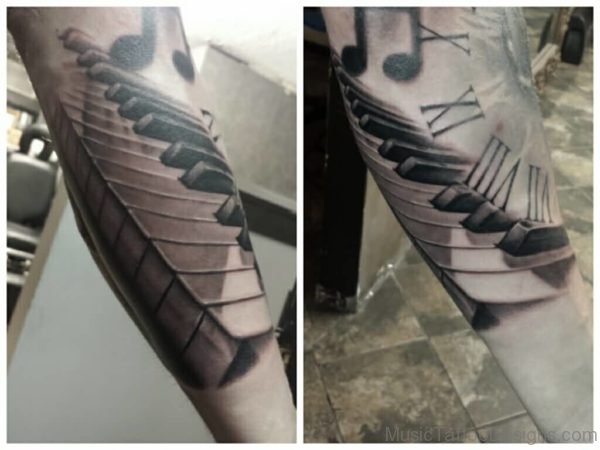 Piano Keys And Music Note Tattoo