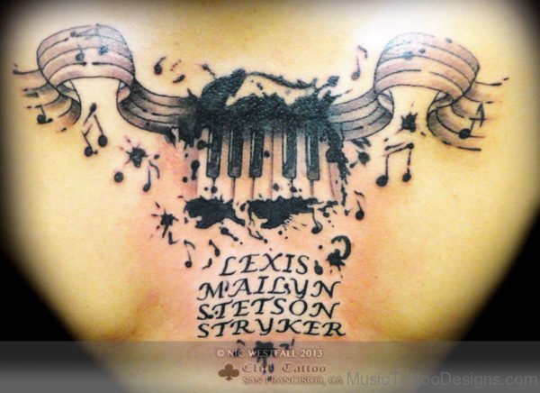 Piano Tattoo Design On Back