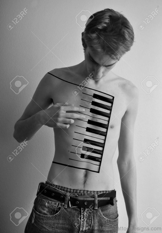 Piano Tattoo On Chest