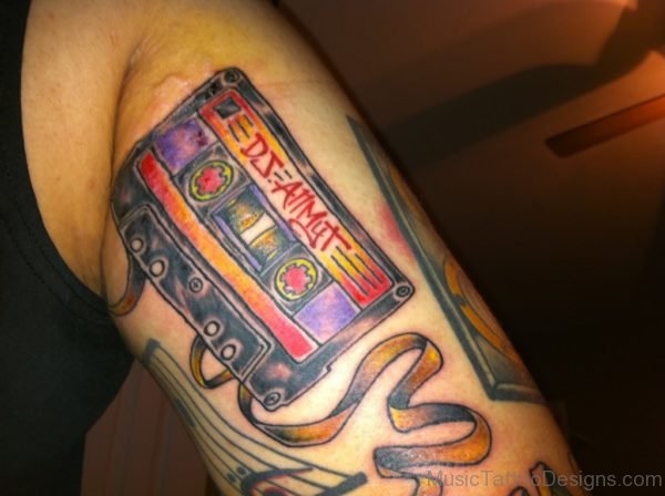 Pretty Cassette Tattoo On Bicep