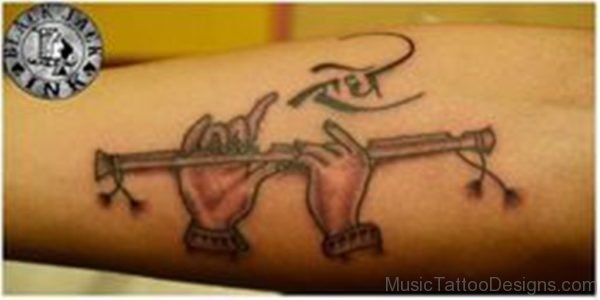 Radhay And Flute Tattoo