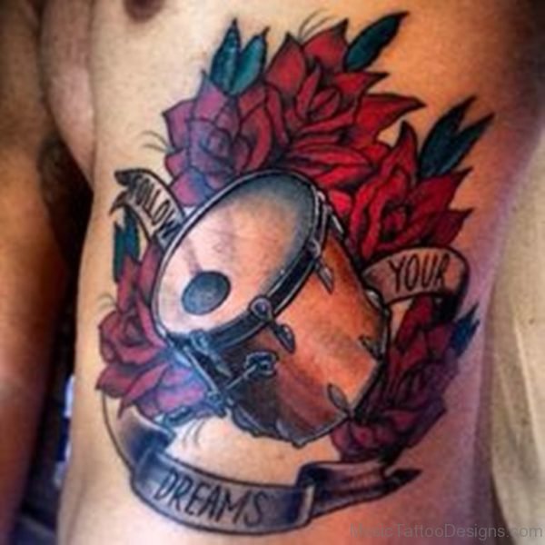 Red Rose Drummer Tattoo