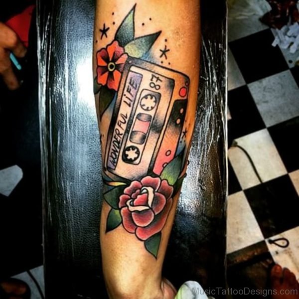 Rose And Cassette Tattoo