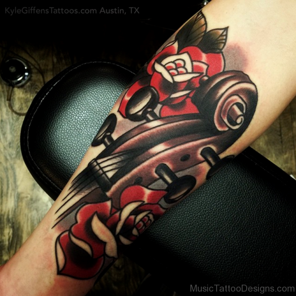 Rose And Cello Tattoo