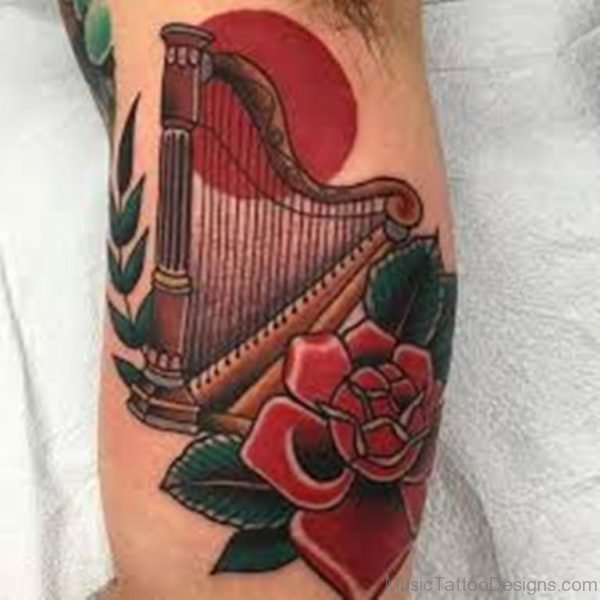 Rose And Harp Tattoo