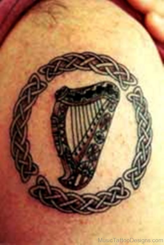 Round Harp Tattoo