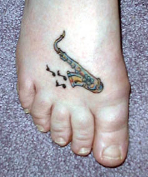 Saxophone Tattoo On Foot