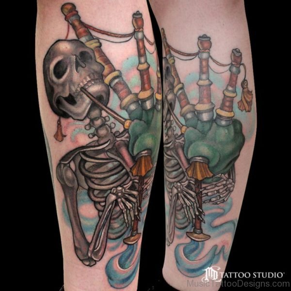 Skeleton Bagpipes Tattoo Design