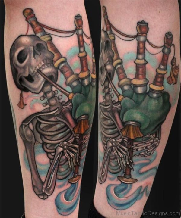 Skull And Bagpipes Tattoo
