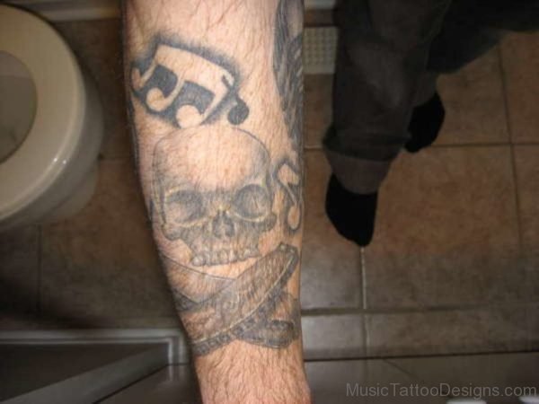Skull and Harmonica Tattoo