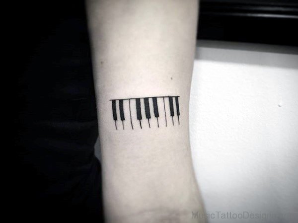 Small Simple Piano Keys With Black Ink Outline Guys Forearm Tattoo