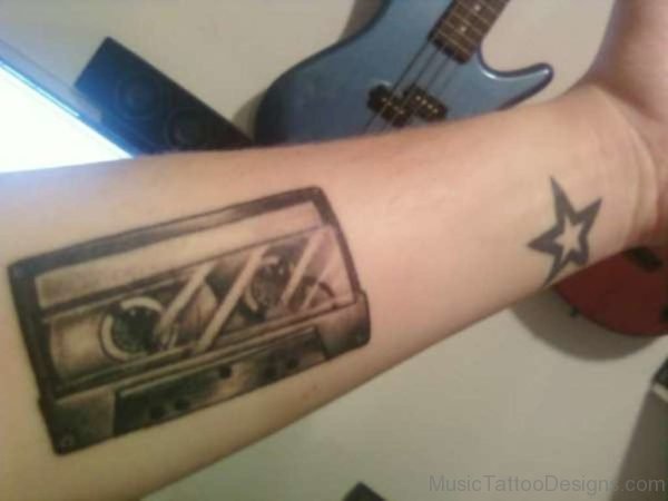 Star and Cassette Tattoo