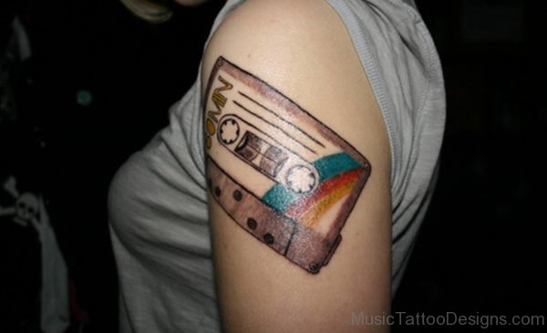 Stunning Cassette Tattoo On Bicep