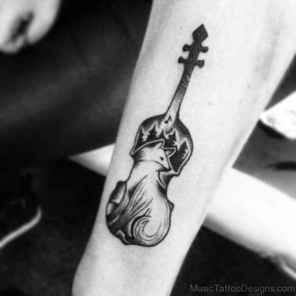 Stylish Cello Tattoo