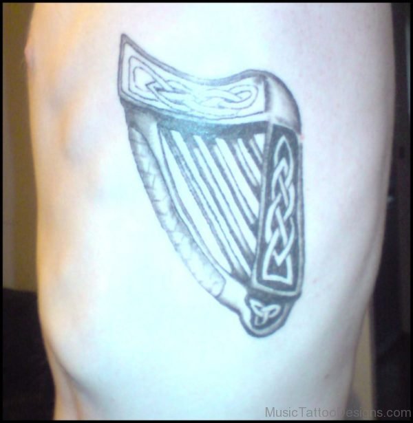 Stylish Harp Tattoo Design