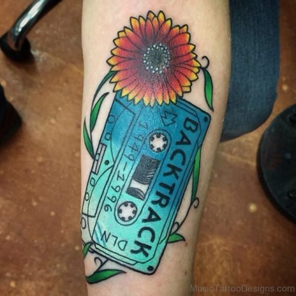 Sunflower And Cassette Tattoo