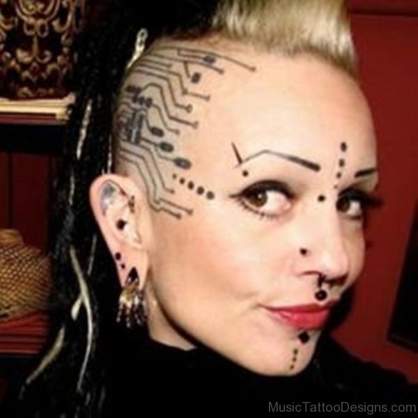 Synthesizer Tattoo On Head