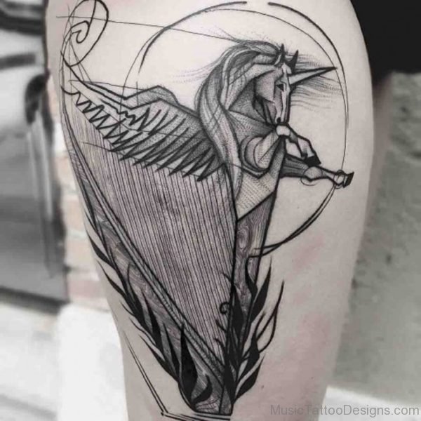 Unicorn Harp Tattoo